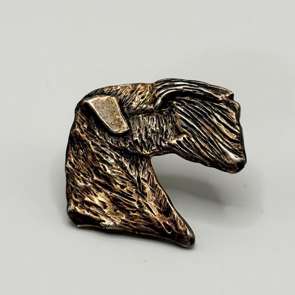 German Wirehaired Pointer Cindy A. Conter Signed Pewter Dog Head Pin 1/1 EUC